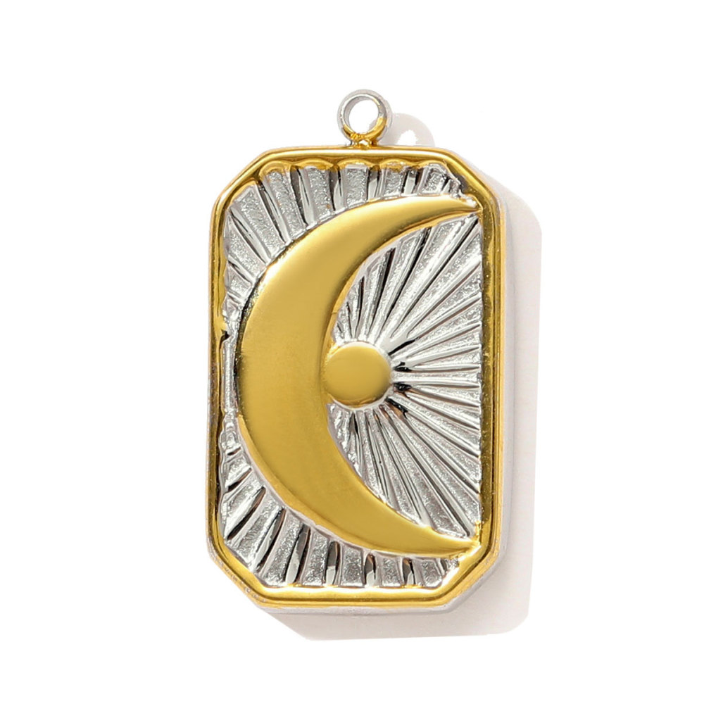 6pcs/pack Two Tone Clover Seahorse Stainless Steel DIY Charms Women Strawberry Jewelry Oval Virgin Mary Starfish Necklace Pendant