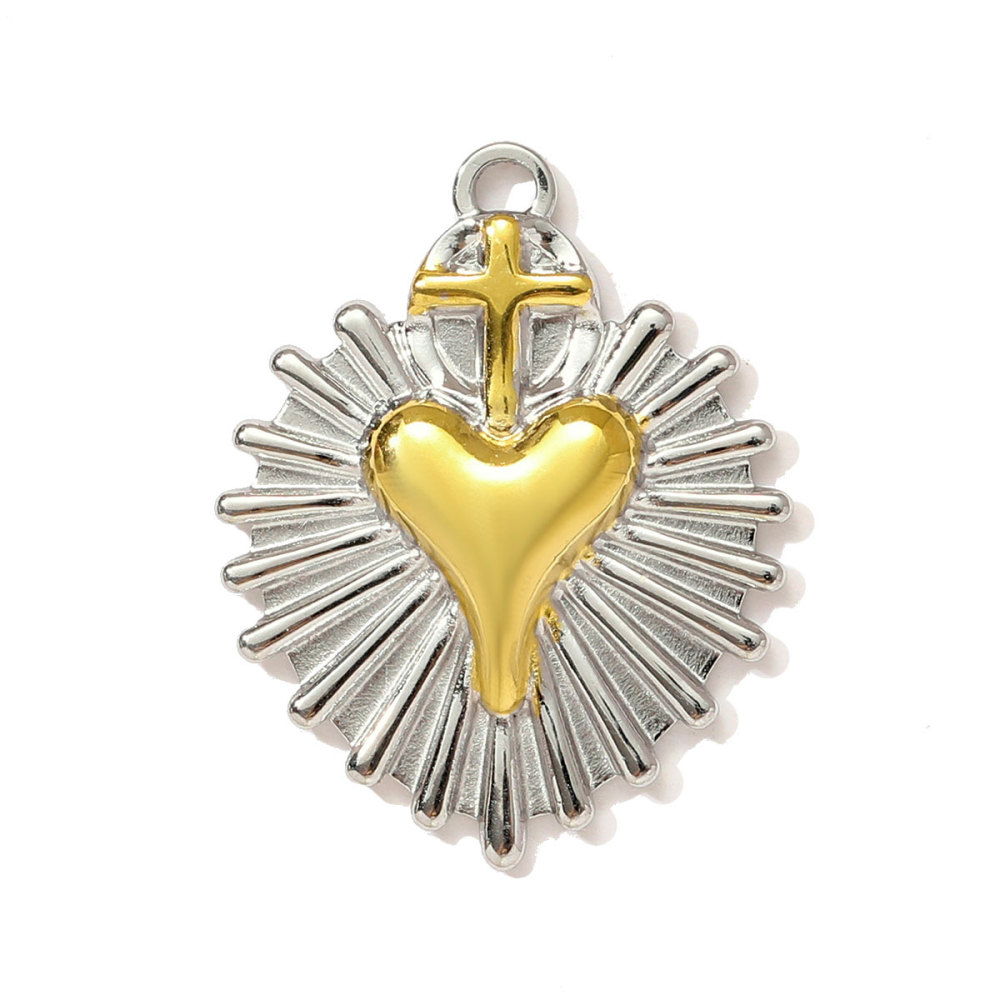 6pcs/pack Two Tone Clover Seahorse Stainless Steel DIY Charms Women Strawberry Jewelry Oval Virgin Mary Starfish Necklace Pendant
