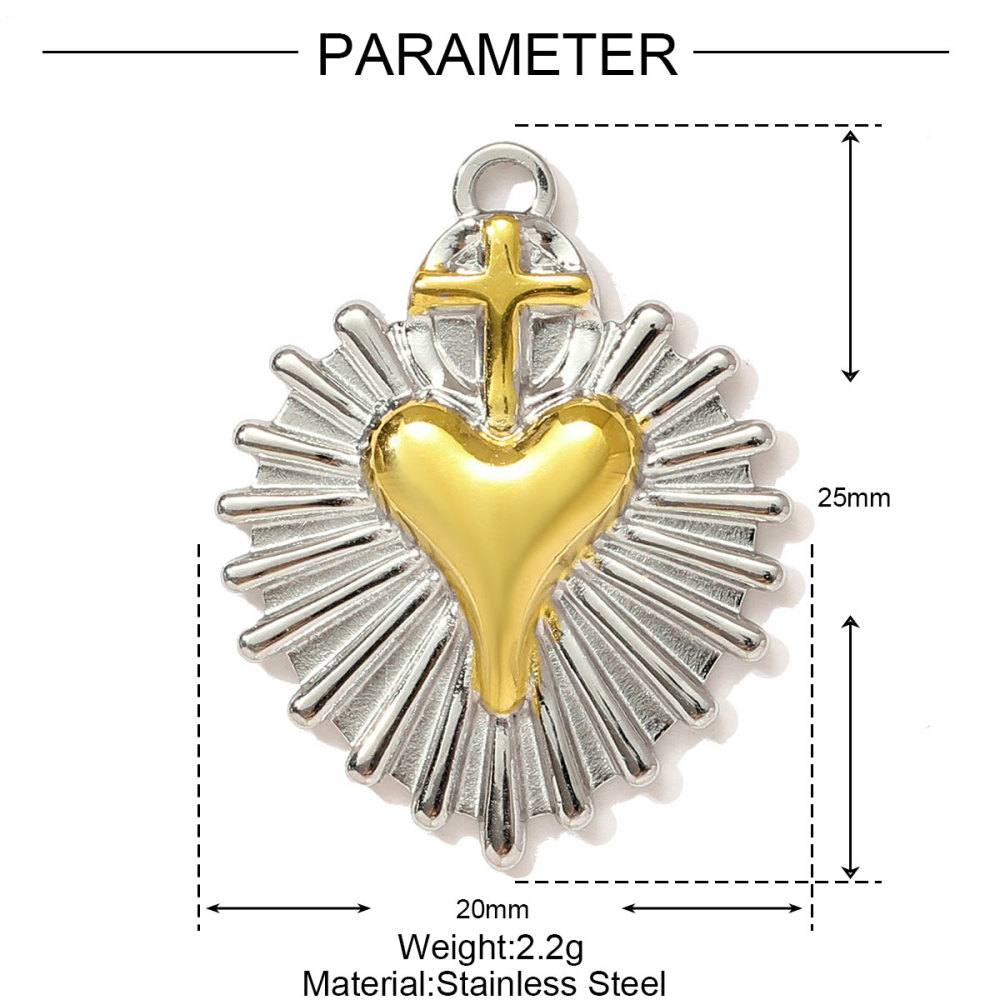 6pcs/pack Two Tone Clover Seahorse Stainless Steel DIY Charms Women Strawberry Jewelry Oval Virgin Mary Starfish Necklace Pendant