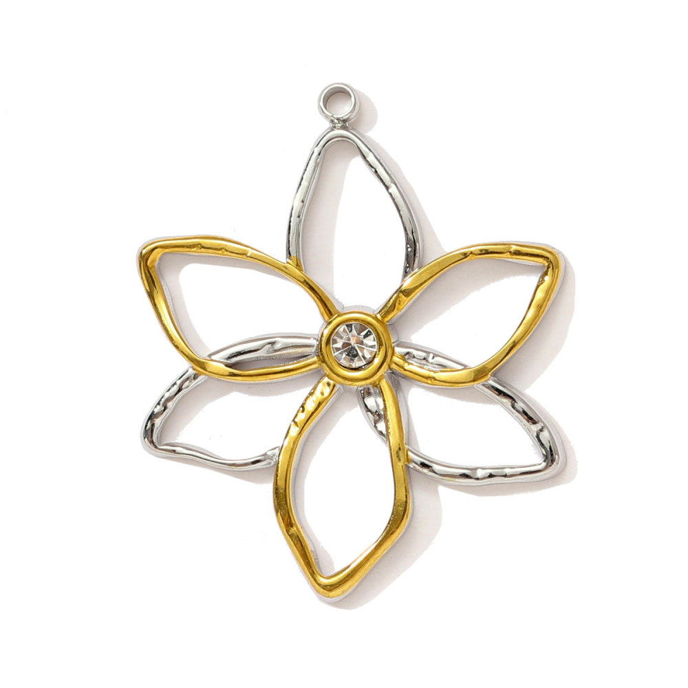 6pcs/pack Two Tone Clover Seahorse Stainless Steel DIY Charms Women Strawberry Jewelry Oval Virgin Mary Starfish Necklace Pendant