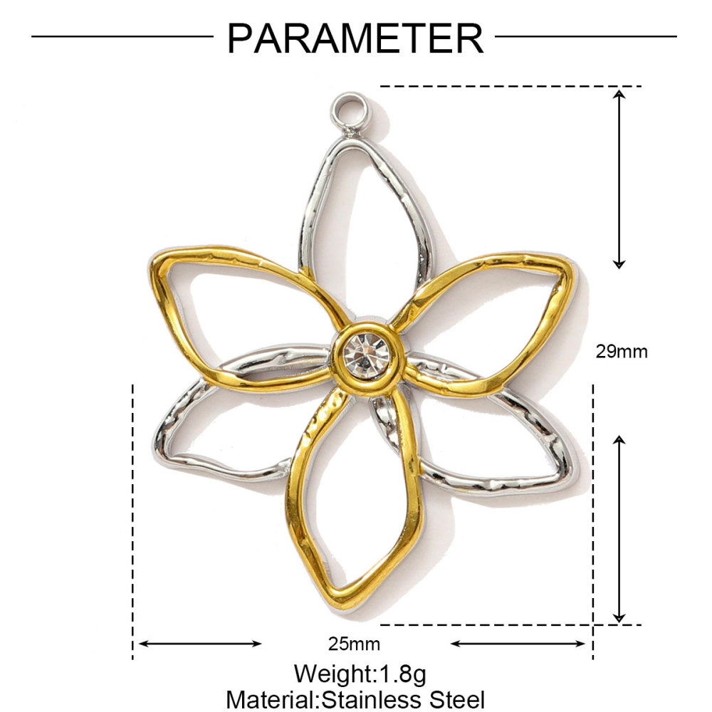 6pcs/pack Two Tone Clover Seahorse Stainless Steel DIY Charms Women Strawberry Jewelry Oval Virgin Mary Starfish Necklace Pendant
