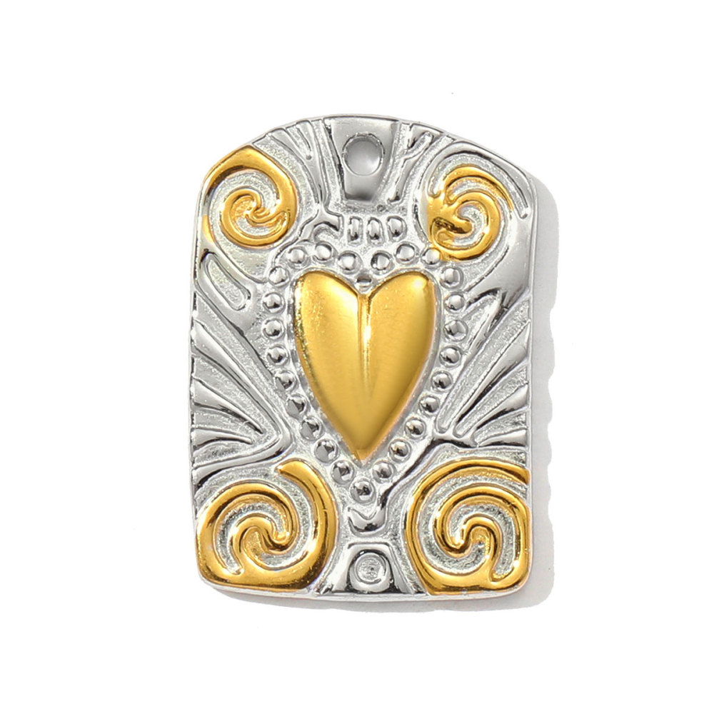 6pcs/pack Two Tone Clover Seahorse Stainless Steel DIY Charms Women Strawberry Jewelry Oval Virgin Mary Starfish Necklace Pendant