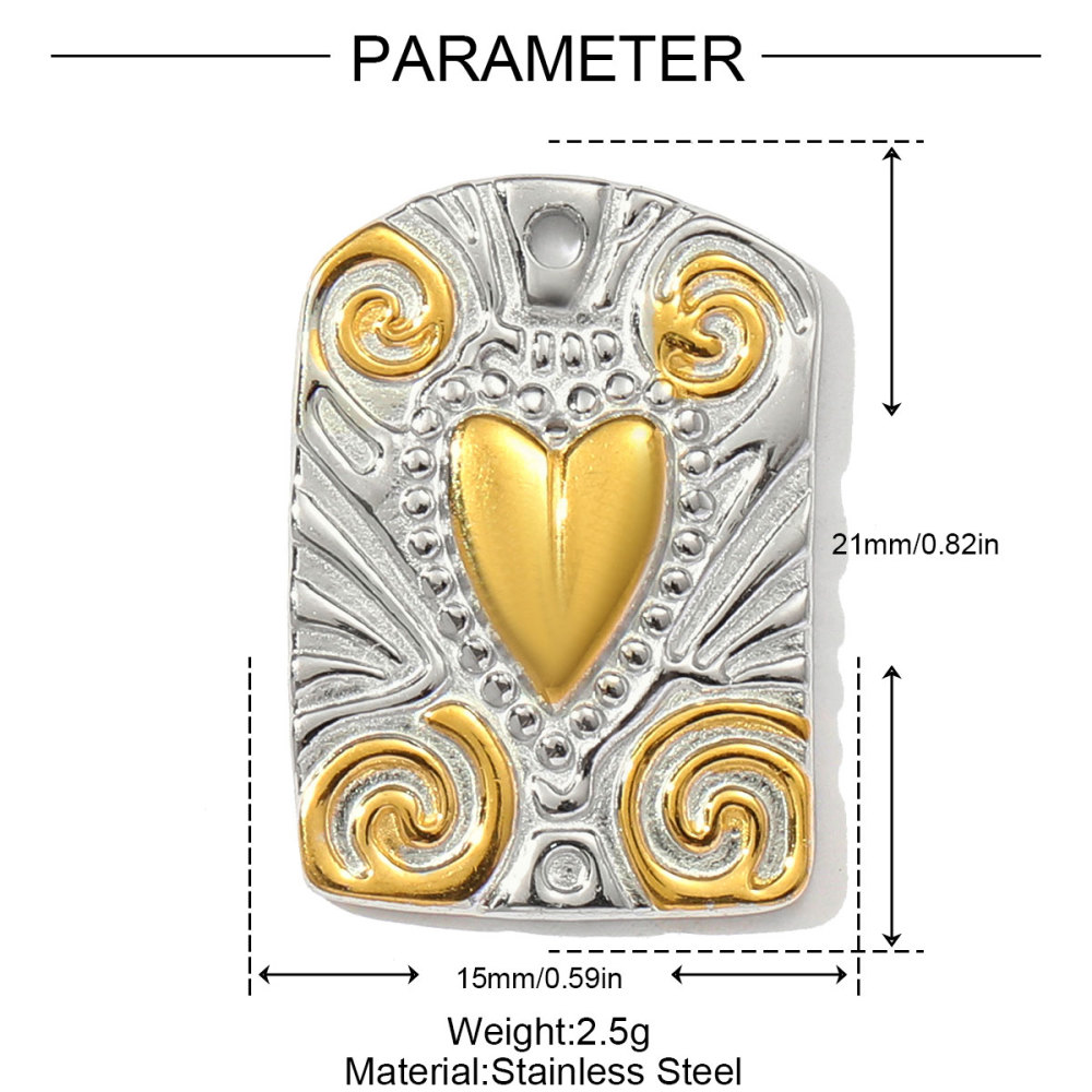 6pcs/pack Two Tone Clover Seahorse Stainless Steel DIY Charms Women Strawberry Jewelry Oval Virgin Mary Starfish Necklace Pendant
