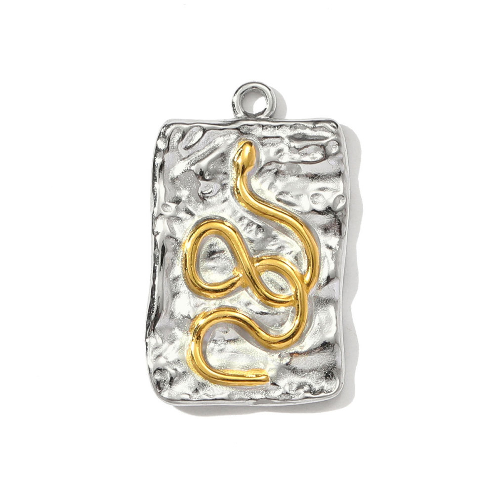 6pcs/pack Two Tone Clover Seahorse Stainless Steel DIY Charms Women Strawberry Jewelry Oval Virgin Mary Starfish Necklace Pendant