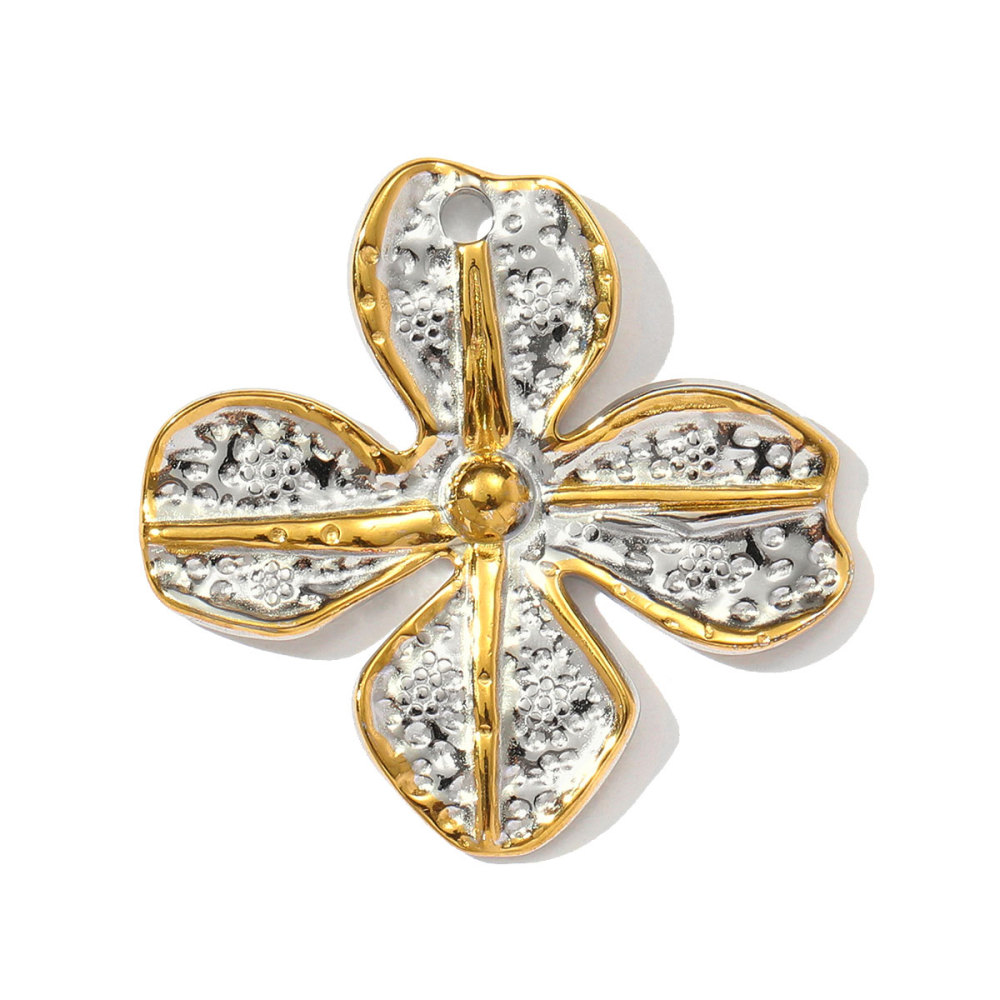 6pcs/pack Two Tone Clover Seahorse Stainless Steel DIY Charms Women Strawberry Jewelry Oval Virgin Mary Starfish Necklace Pendant
