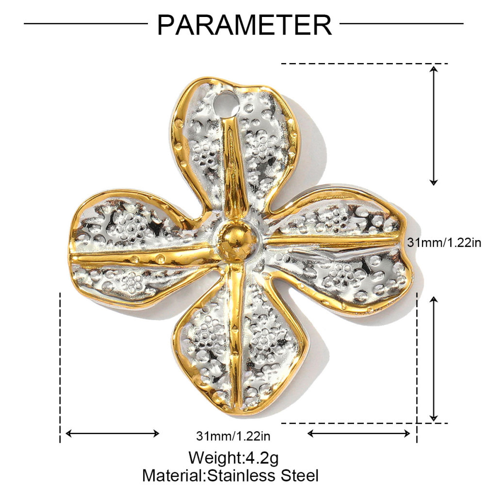 6pcs/pack Two Tone Clover Seahorse Stainless Steel DIY Charms Women Strawberry Jewelry Oval Virgin Mary Starfish Necklace Pendant
