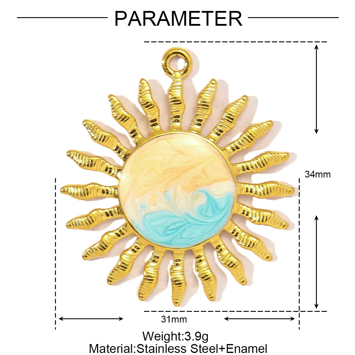 6pcs/pack Two Tone Silver Gold Sun Heart Stainless Steel DIY Charm Women Flower Jewelry Fashion Evil Eye Rose Snake Shell Necklace Pendant