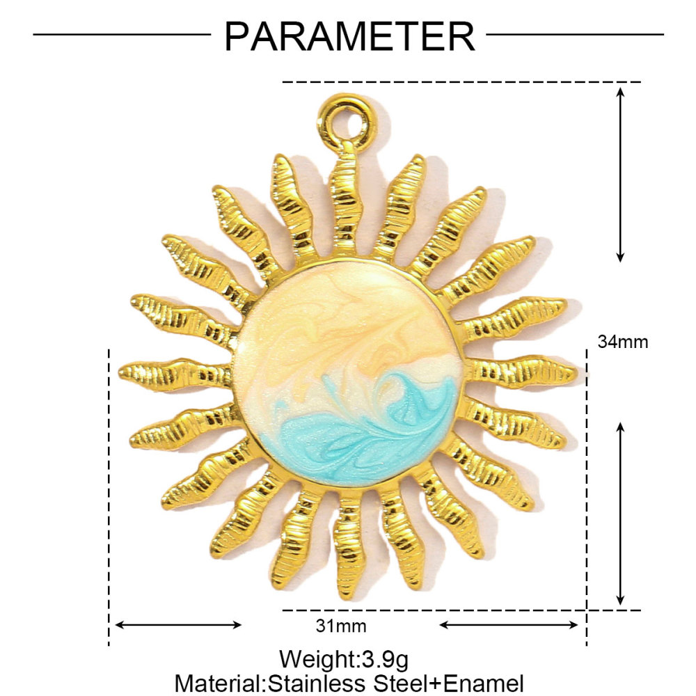 6pcs/pack Two Tone Silver Gold Sun Heart Stainless Steel DIY Charm Women Flower Jewelry Fashion Evil Eye Rose Snake Shell Necklace Pendant