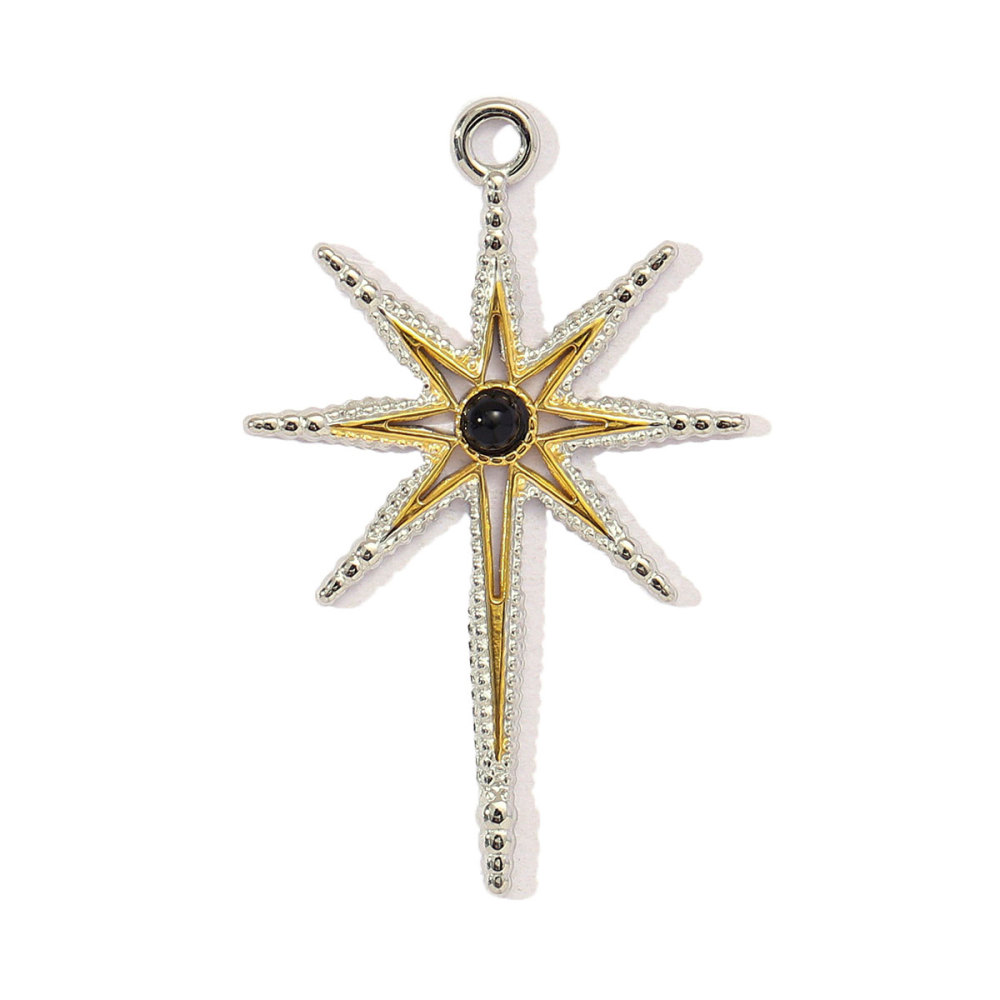 6pcs/pack Two Tone Silver Gold Sun Heart Stainless Steel DIY Charm Women Flower Jewelry Fashion Evil Eye Rose Snake Shell Necklace Pendant