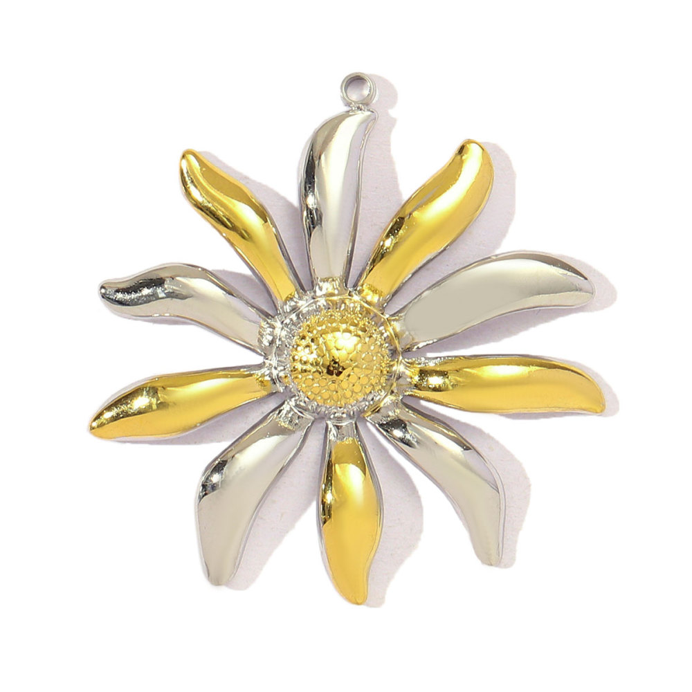 6pcs/pack Two Tone Silver Gold Sun Heart Stainless Steel DIY Charm Women Flower Jewelry Fashion Evil Eye Rose Snake Shell Necklace Pendant