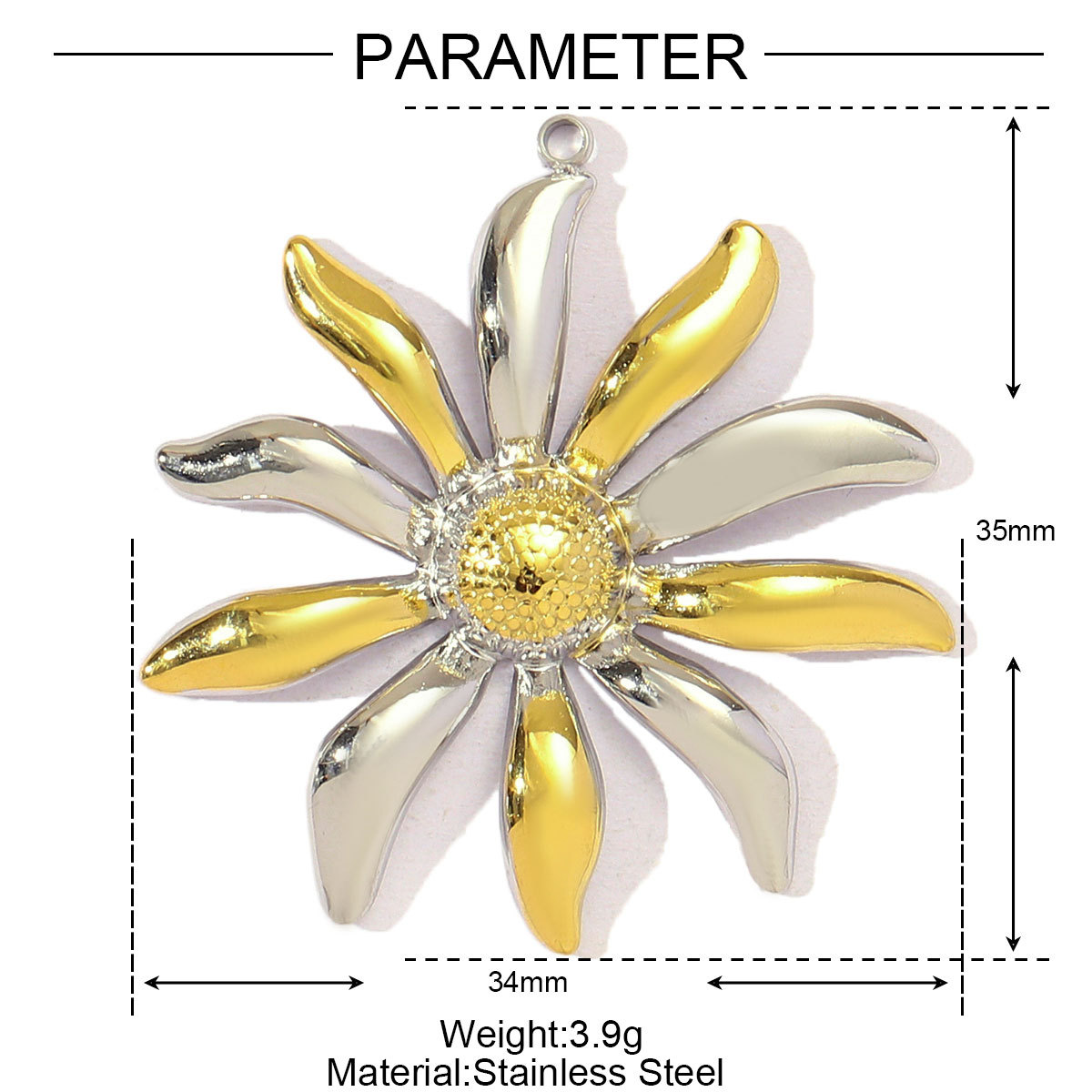 6pcs/pack Two Tone Silver Gold Sun Heart Stainless Steel DIY Charm Women Flower Jewelry Fashion Evil Eye Rose Snake Shell Necklace Pendant