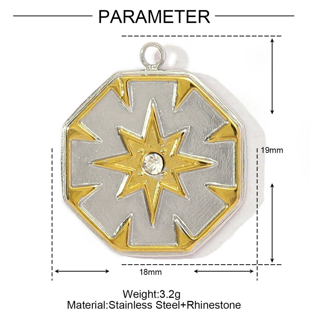6pcs/pack Two Tone Silver Gold Sun Heart Stainless Steel DIY Charm Women Flower Jewelry Fashion Evil Eye Rose Snake Shell Necklace Pendant
