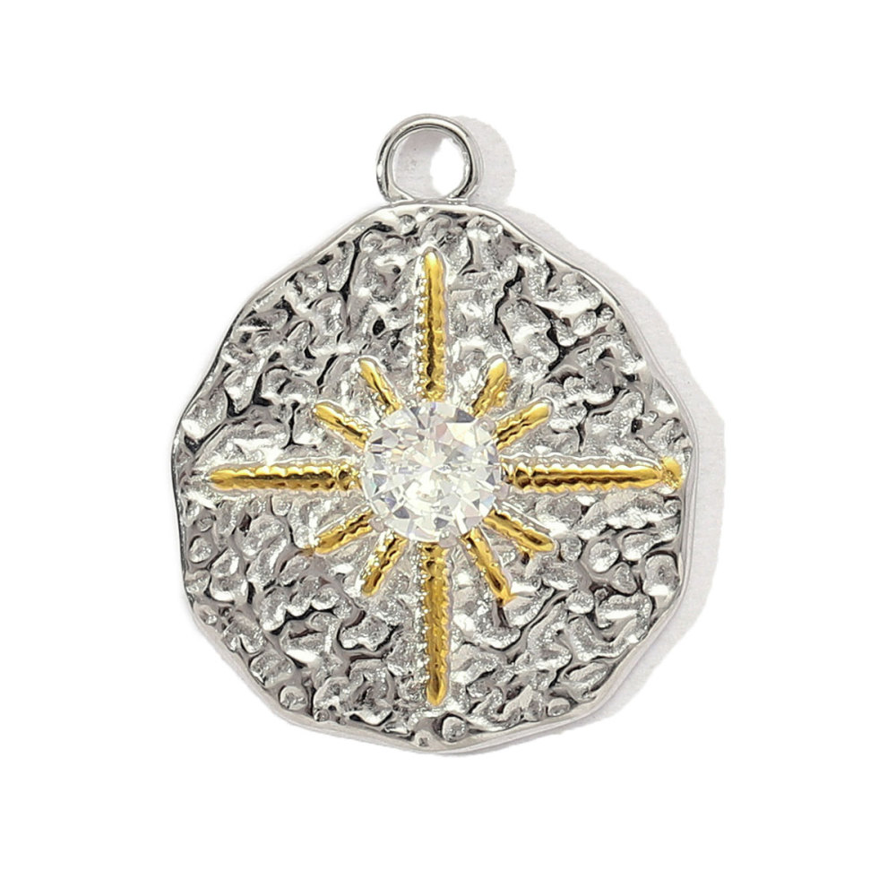 6pcs/pack Two Tone Silver Gold Sun Heart Stainless Steel DIY Charm Women Flower Jewelry Fashion Evil Eye Rose Snake Shell Necklace Pendant