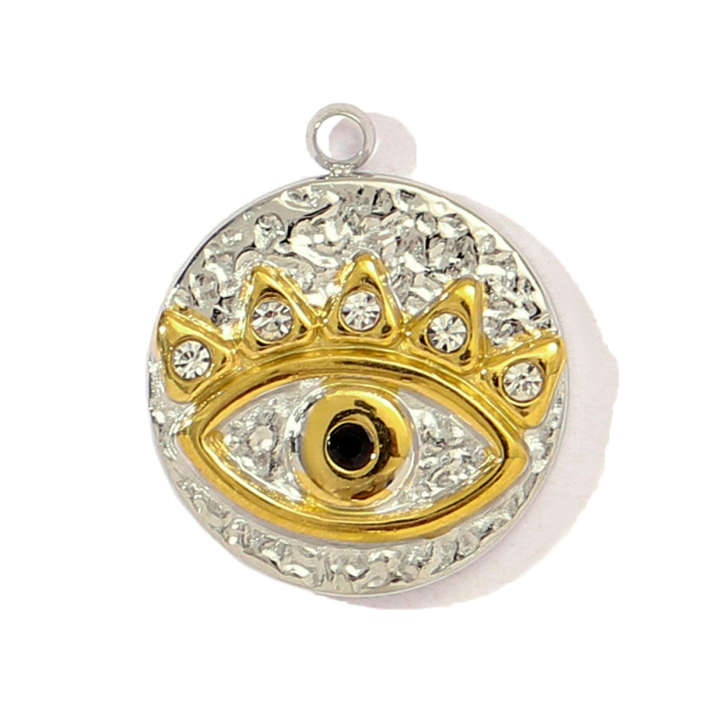 6pcs/pack Two Tone Silver Gold Sun Heart Stainless Steel DIY Charm Women Flower Jewelry Fashion Evil Eye Rose Snake Shell Necklace Pendant