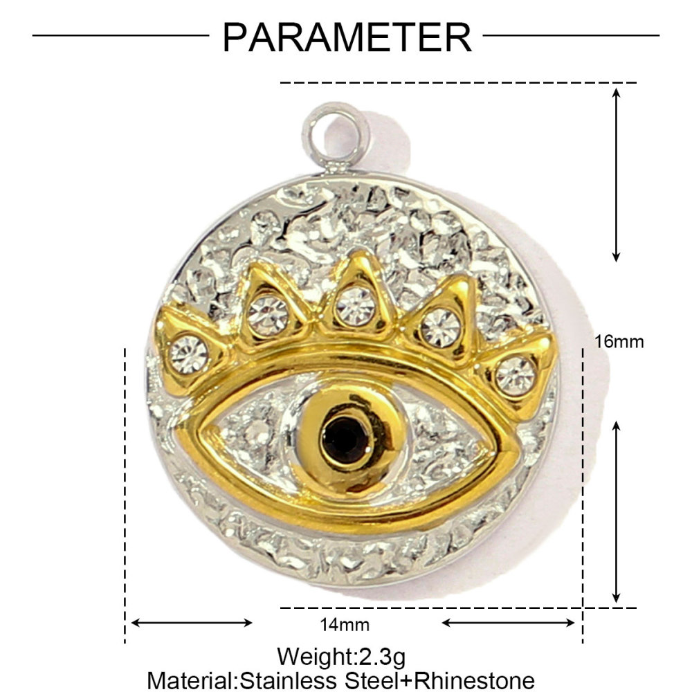 6pcs/pack Two Tone Silver Gold Sun Heart Stainless Steel DIY Charm Women Flower Jewelry Fashion Evil Eye Rose Snake Shell Necklace Pendant