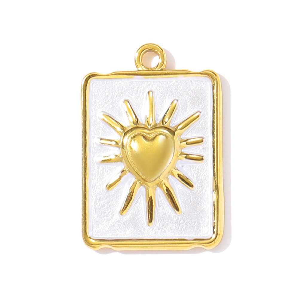 6pcs/pack Two Tone Silver Gold Sun Heart Stainless Steel DIY Charm Women Flower Jewelry Fashion Evil Eye Rose Snake Shell Necklace Pendant