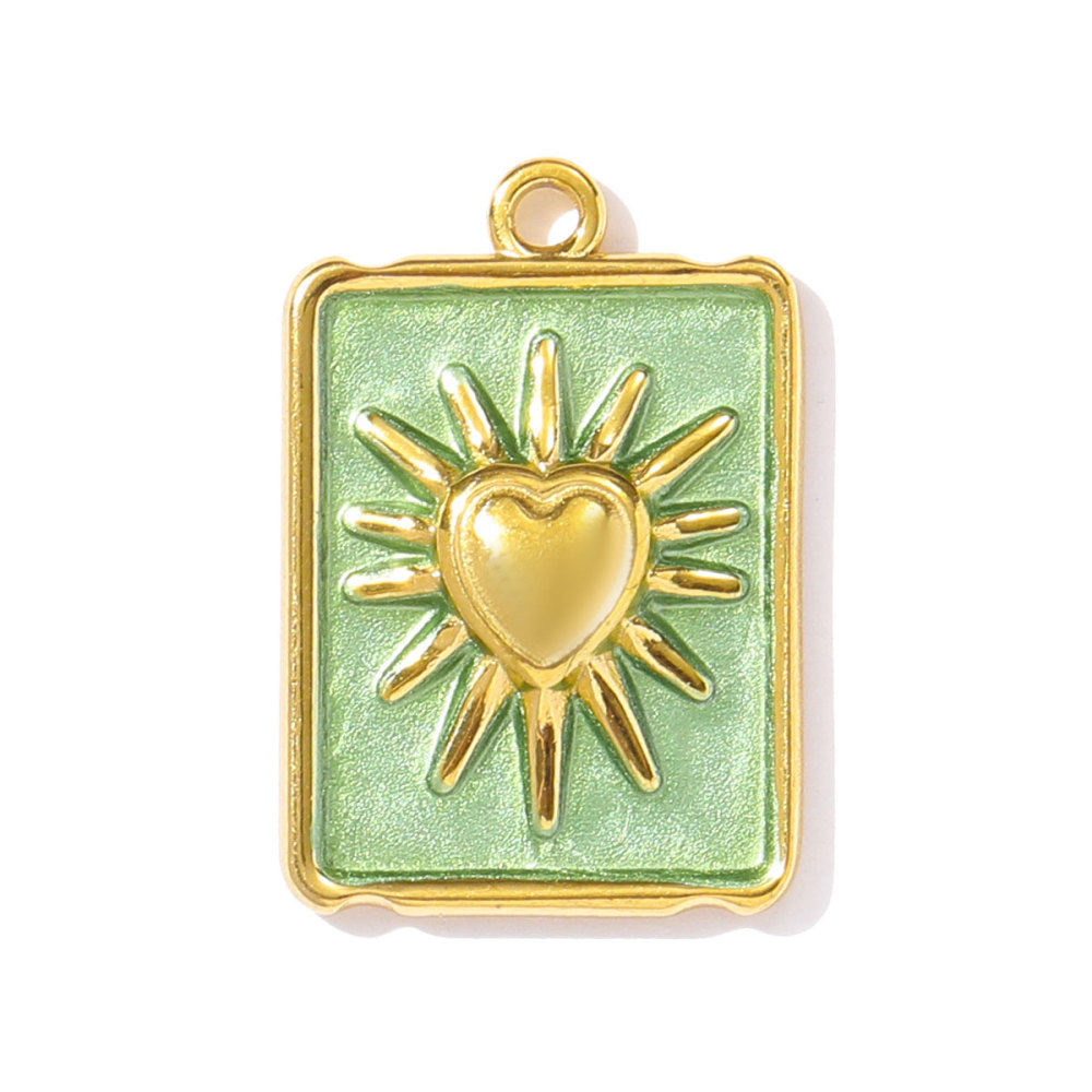 6pcs/pack Two Tone Silver Gold Sun Heart Stainless Steel DIY Charm Women Flower Jewelry Fashion Evil Eye Rose Snake Shell Necklace Pendant
