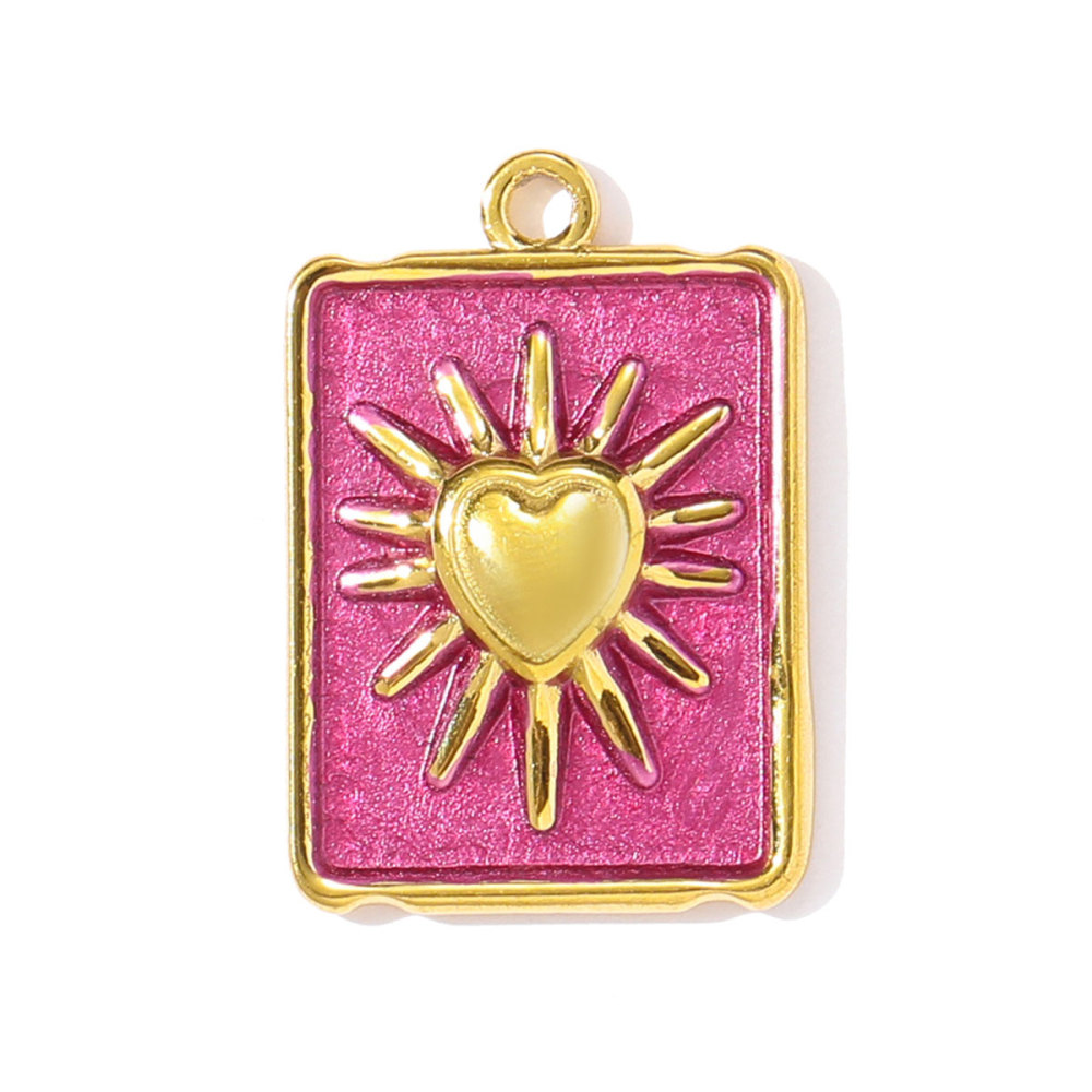 6pcs/pack Two Tone Silver Gold Sun Heart Stainless Steel DIY Charm Women Flower Jewelry Fashion Evil Eye Rose Snake Shell Necklace Pendant
