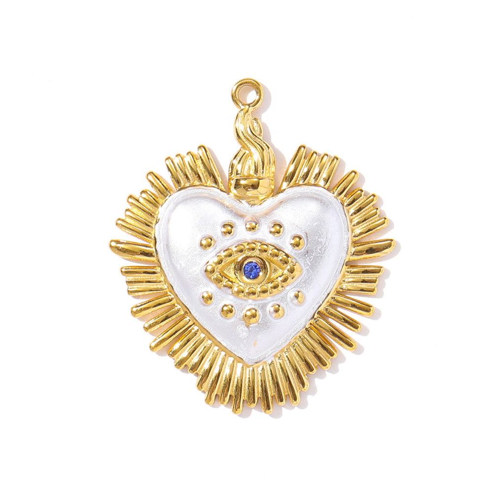 6pcs/pack Two Tone Silver Gold Sun Heart Stainless Steel DIY Charm Women Flower Jewelry Fashion Evil Eye Rose Snake Shell Necklace Pendant