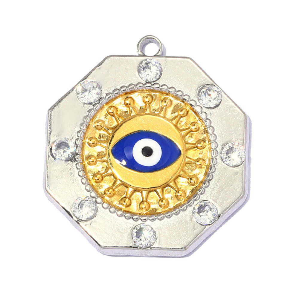 6pcs/pack Two Tone Silver Gold Sun Heart Stainless Steel DIY Charm Women Flower Jewelry Fashion Evil Eye Rose Snake Shell Necklace Pendant