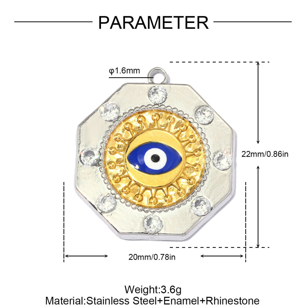 6pcs/pack Two Tone Silver Gold Sun Heart Stainless Steel DIY Charm Women Flower Jewelry Fashion Evil Eye Rose Snake Shell Necklace Pendant