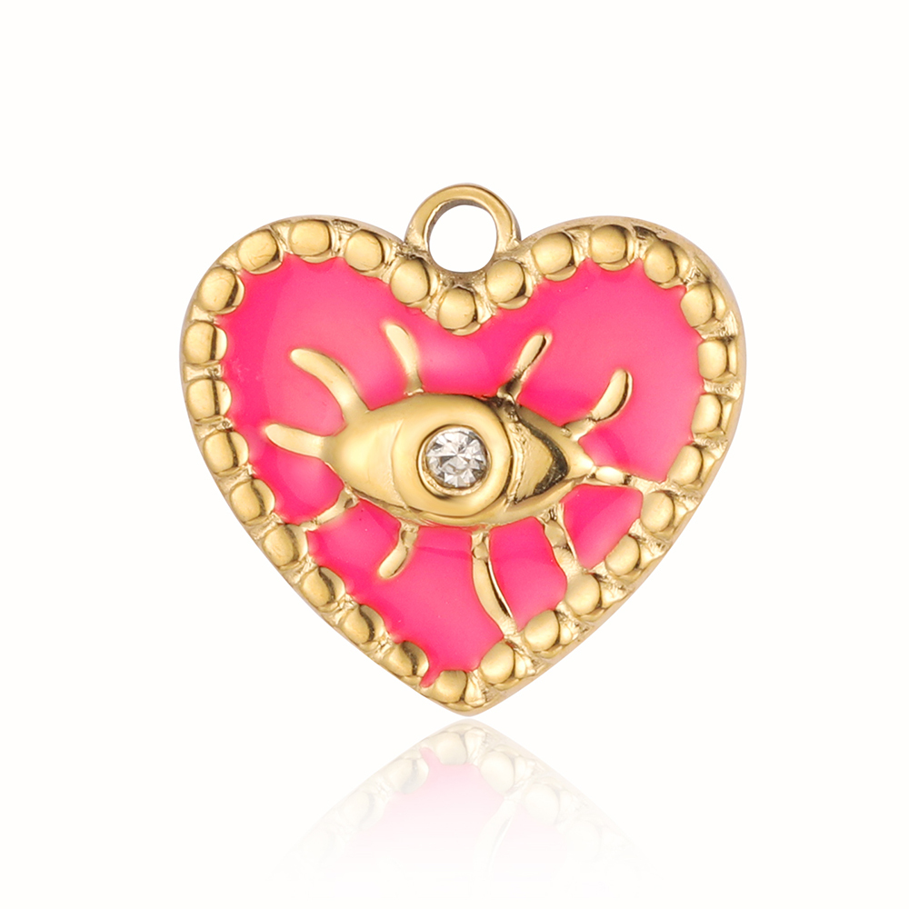 6pcs/pack Red Enamel Crown Heart Stainless Steel DIY Earring Charms Women Jewelry Sun Crescent Hamsa Hand Pendant Necklace Making