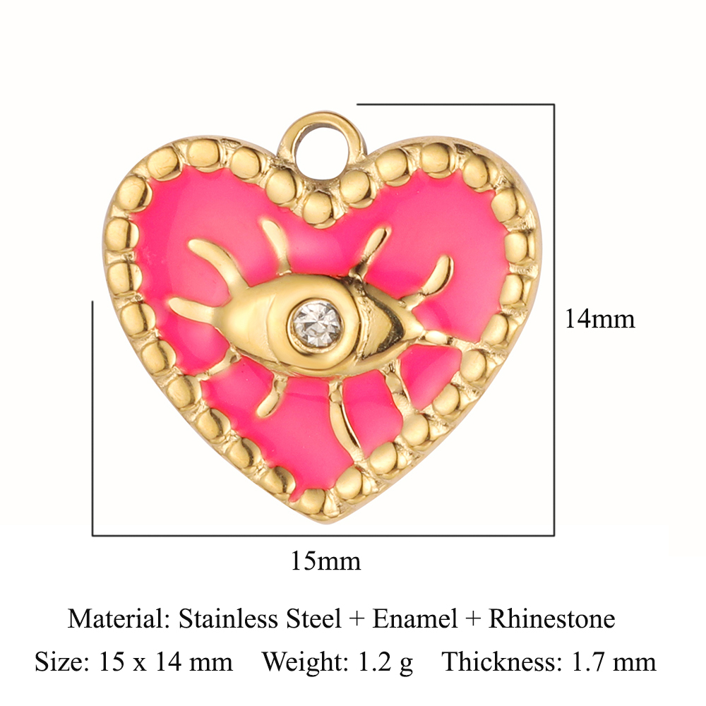 6pcs/pack Red Enamel Crown Heart Stainless Steel DIY Earring Charms Women Jewelry Sun Crescent Hamsa Hand Pendant Necklace Making