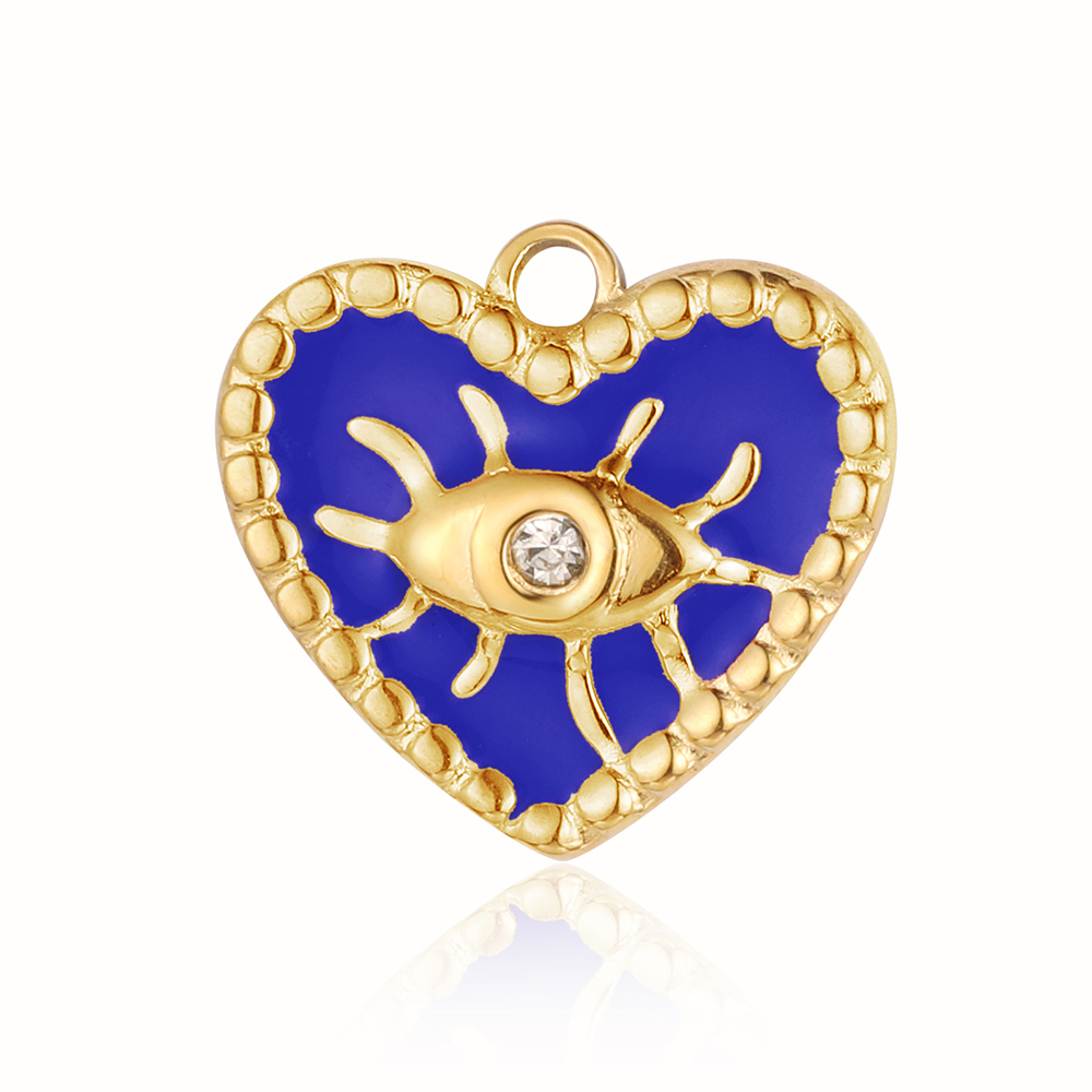 6pcs/pack Red Enamel Crown Heart Stainless Steel DIY Earring Charms Women Jewelry Sun Crescent Hamsa Hand Pendant Necklace Making