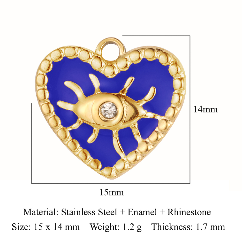 6pcs/pack Red Enamel Crown Heart Stainless Steel DIY Earring Charms Women Jewelry Sun Crescent Hamsa Hand Pendant Necklace Making