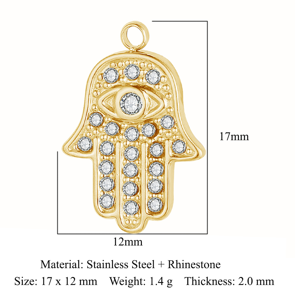 6pcs/pack Red Enamel Crown Heart Stainless Steel DIY Earring Charms Women Jewelry Sun Crescent Hamsa Hand Pendant Necklace Making