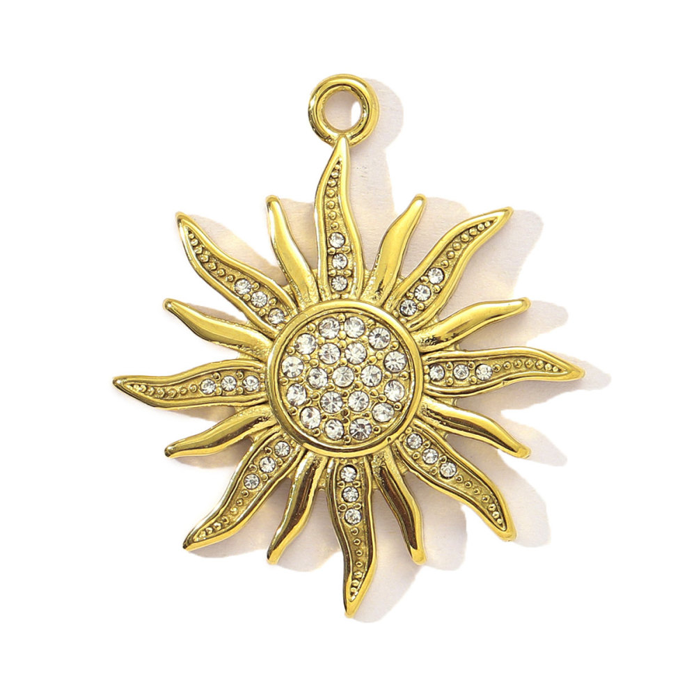 6pcs/pack Red Enamel Crown Heart Stainless Steel DIY Earring Charms Women Jewelry Sun Crescent Hamsa Hand Pendant Necklace Making