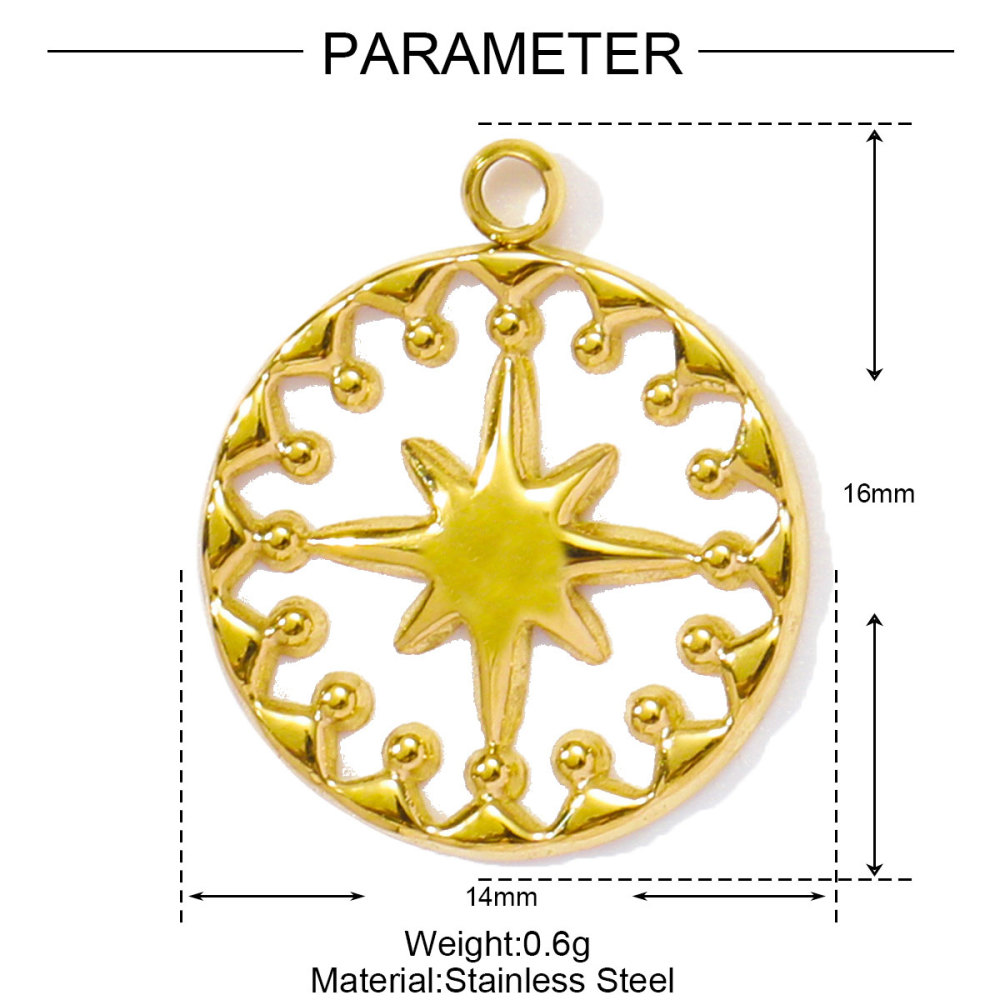 6pcs/pack Red Enamel Crown Heart Stainless Steel DIY Earring Charms Women Jewelry Sun Crescent Hamsa Hand Pendant Necklace Making