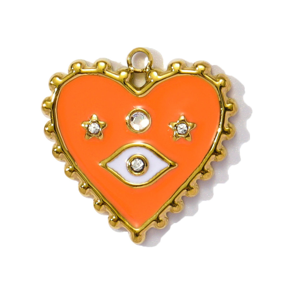 6pcs/pack Red Enamel Crown Heart Stainless Steel DIY Earring Charms Women Jewelry Sun Crescent Hamsa Hand Pendant Necklace Making
