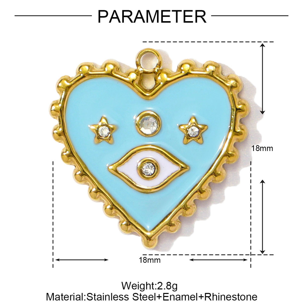 6pcs/pack Red Enamel Crown Heart Stainless Steel DIY Earring Charms Women Jewelry Sun Crescent Hamsa Hand Pendant Necklace Making