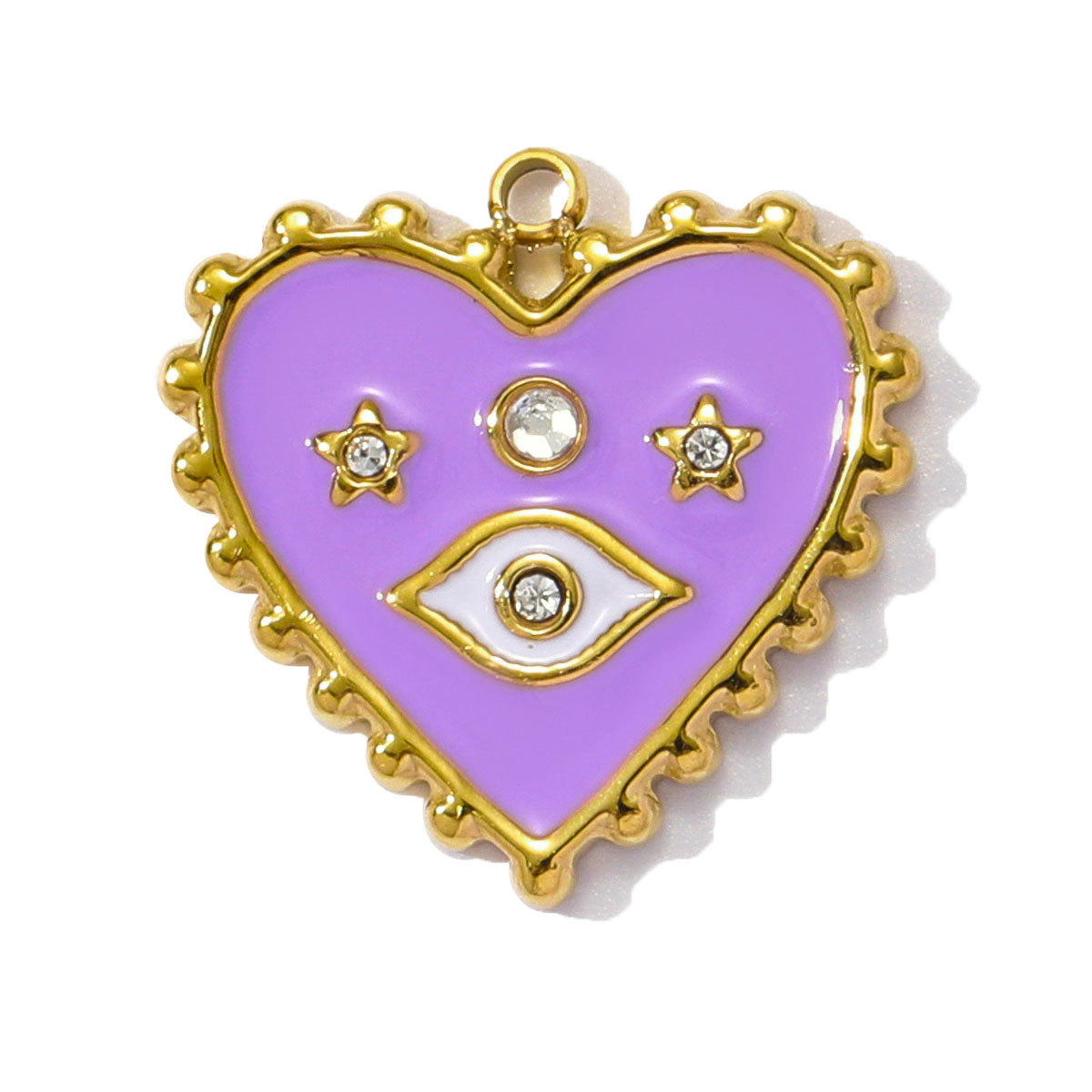 6pcs/pack Red Enamel Crown Heart Stainless Steel DIY Earring Charms Women Jewelry Sun Crescent Hamsa Hand Pendant Necklace Making