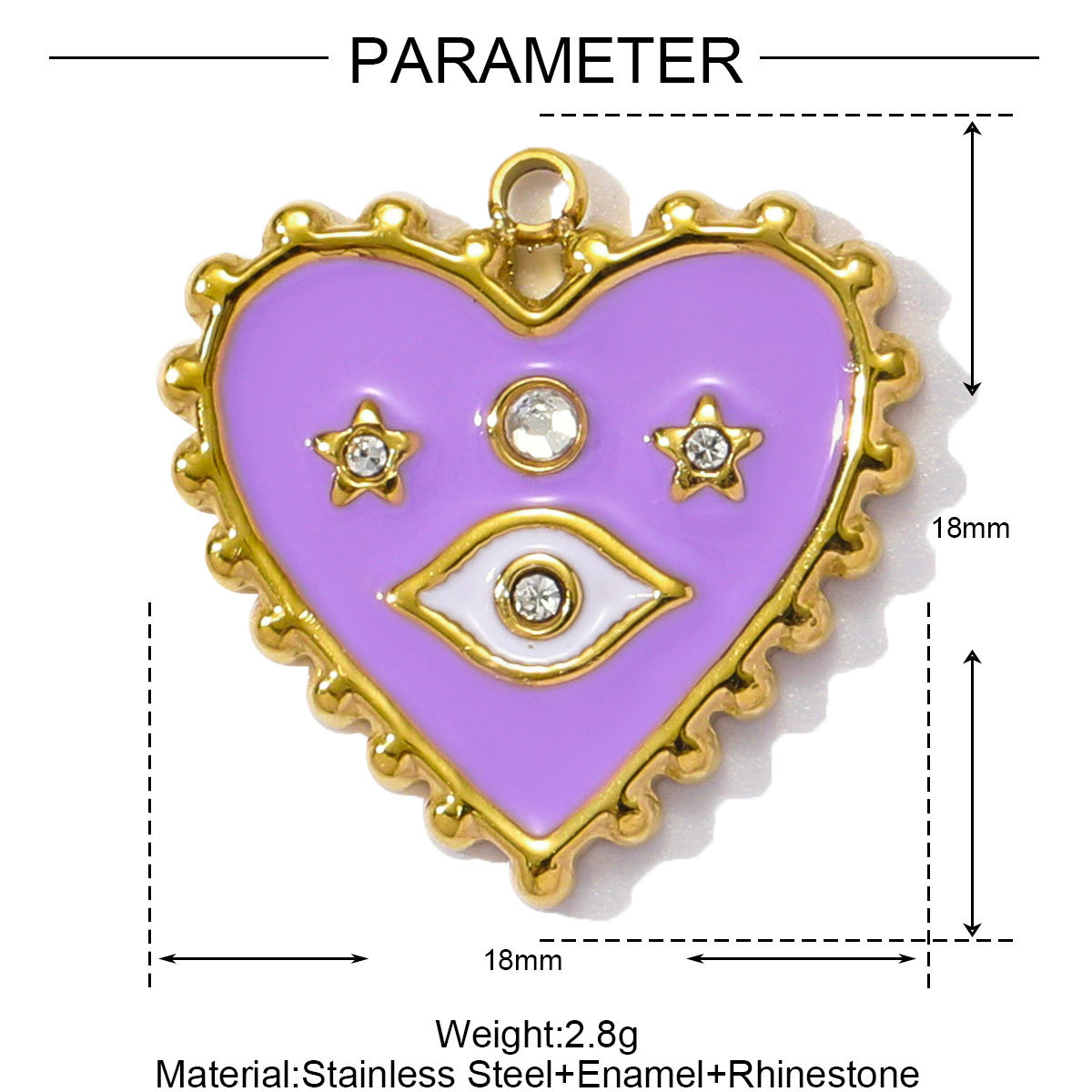 6pcs/pack Red Enamel Crown Heart Stainless Steel DIY Earring Charms Women Jewelry Sun Crescent Hamsa Hand Pendant Necklace Making