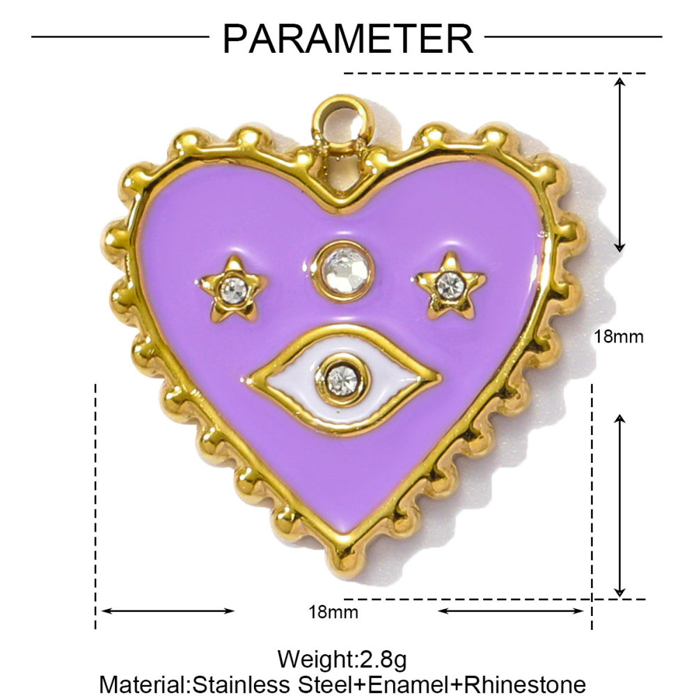 6pcs/pack Red Enamel Crown Heart Stainless Steel DIY Earring Charms Women Jewelry Sun Crescent Hamsa Hand Pendant Necklace Making