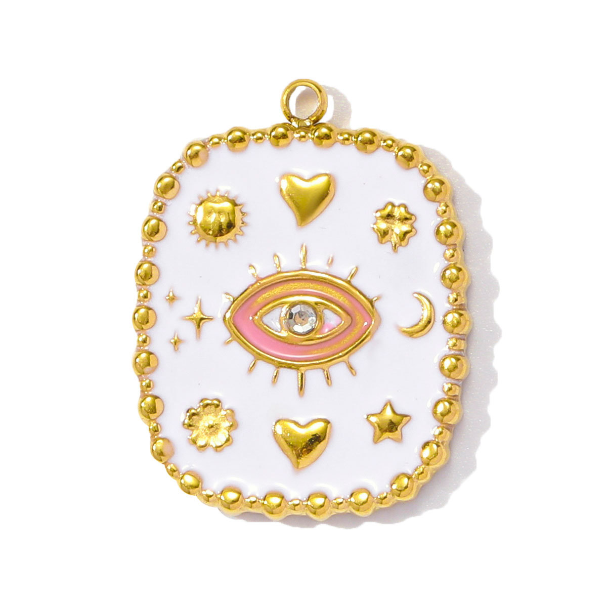 6pcs/pack Red Enamel Crown Heart Stainless Steel DIY Earring Charms Women Jewelry Sun Crescent Hamsa Hand Pendant Necklace Making