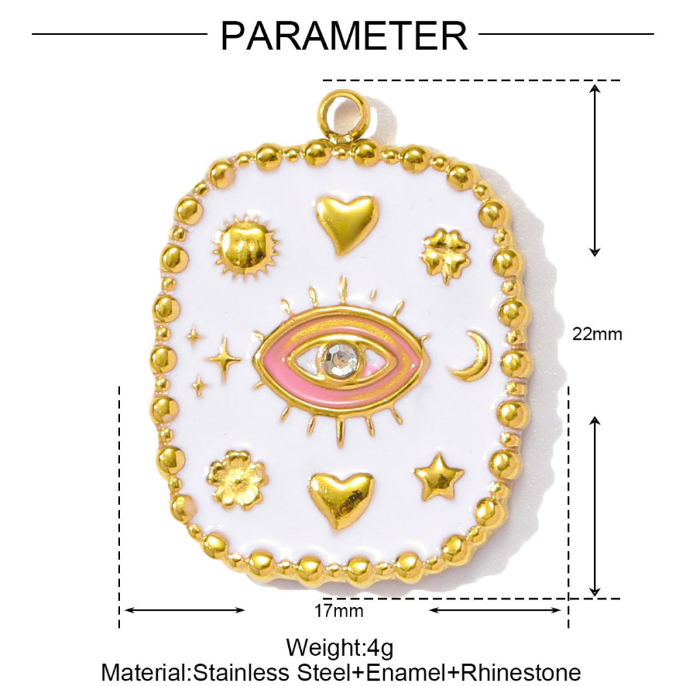 6pcs/pack Red Enamel Crown Heart Stainless Steel DIY Earring Charms Women Jewelry Sun Crescent Hamsa Hand Pendant Necklace Making