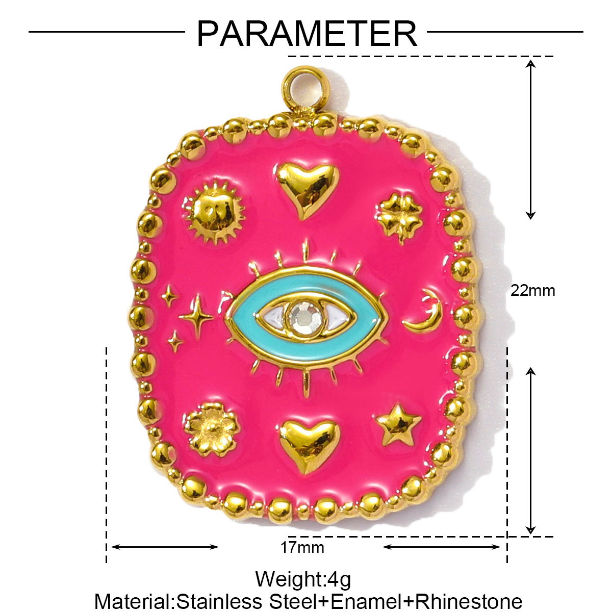 6pcs/pack Red Enamel Crown Heart Stainless Steel DIY Earring Charms Women Jewelry Sun Crescent Hamsa Hand Pendant Necklace Making