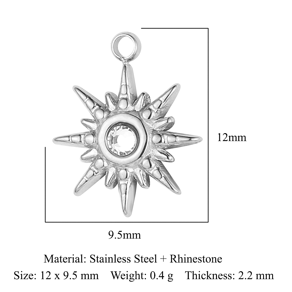 6pcs/pack Fashion Marquise Zircon Stainless Steel DIY Charm Women Star Jewelry Robot Heart Cherry Necklace Pendant Bracelet Make