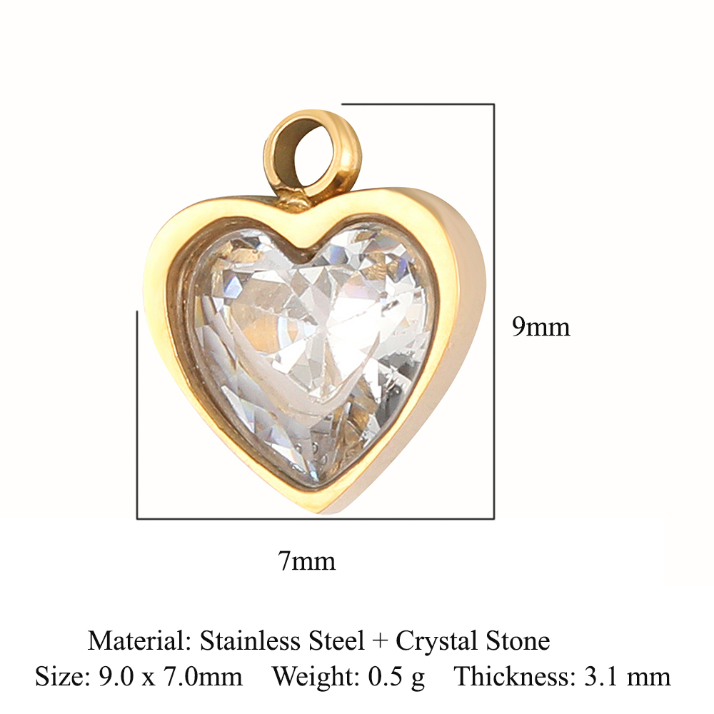 6pcs/pack Fashion Marquise Zircon Stainless Steel DIY Charm Women Star Jewelry Robot Heart Cherry Necklace Pendant Bracelet Make
