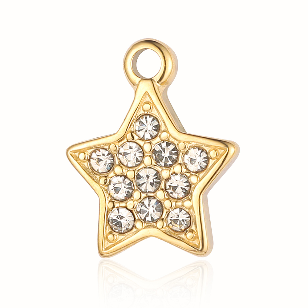 6pcs/pack 18k Real Gold Vacuum Plated Lock Flower Star Stainless Steel DIY Charm Women Jewelry Clover Heart Necklace Pendants