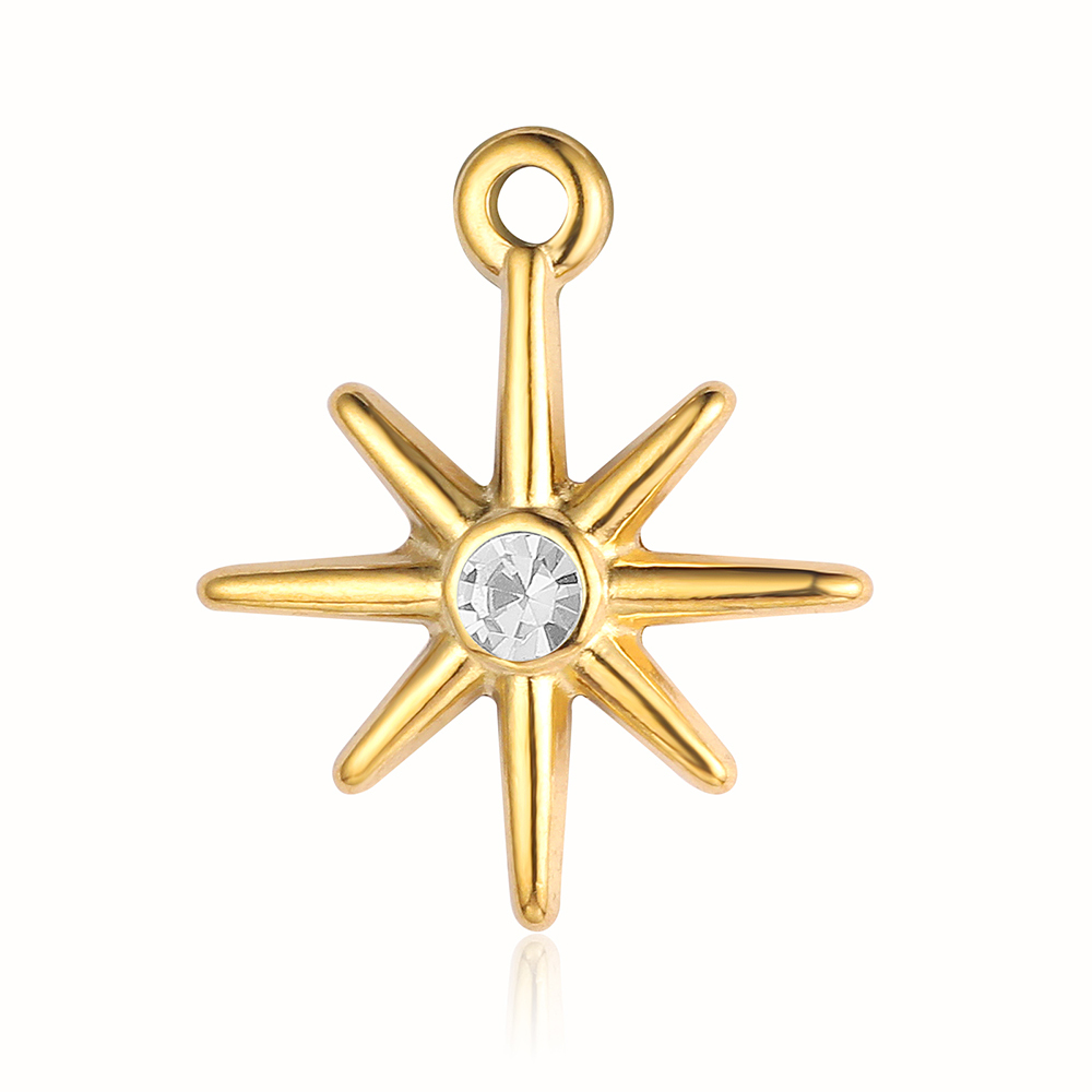 6pcs/pack 18k Real Gold Vacuum Plated Lock Flower Star Stainless Steel DIY Charm Women Jewelry Clover Heart Necklace Pendants