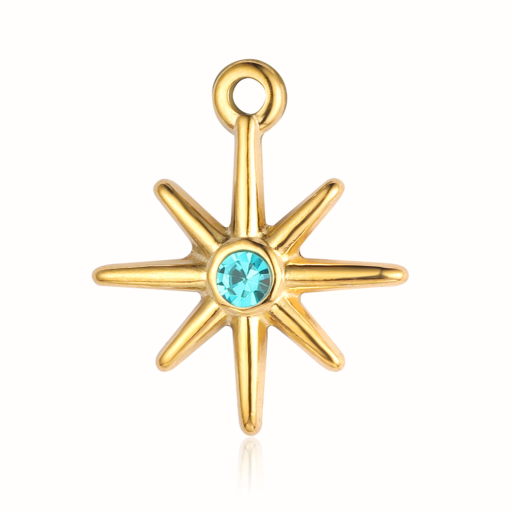 6pcs/pack 18k Real Gold Vacuum Plated Lock Flower Star Stainless Steel DIY Charm Women Jewelry Clover Heart Necklace Pendants