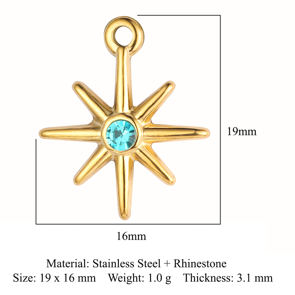6pcs/pack 18k Real Gold Vacuum Plated Lock Flower Star Stainless Steel DIY Charm Women Jewelry Clover Heart Necklace Pendants