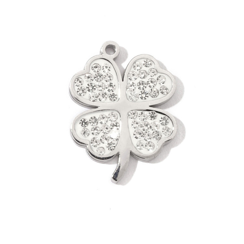 6pcs/pack 18k Real Gold Vacuum Plated Lock Flower Star Stainless Steel DIY Charm Women Jewelry Clover Heart Necklace Pendants