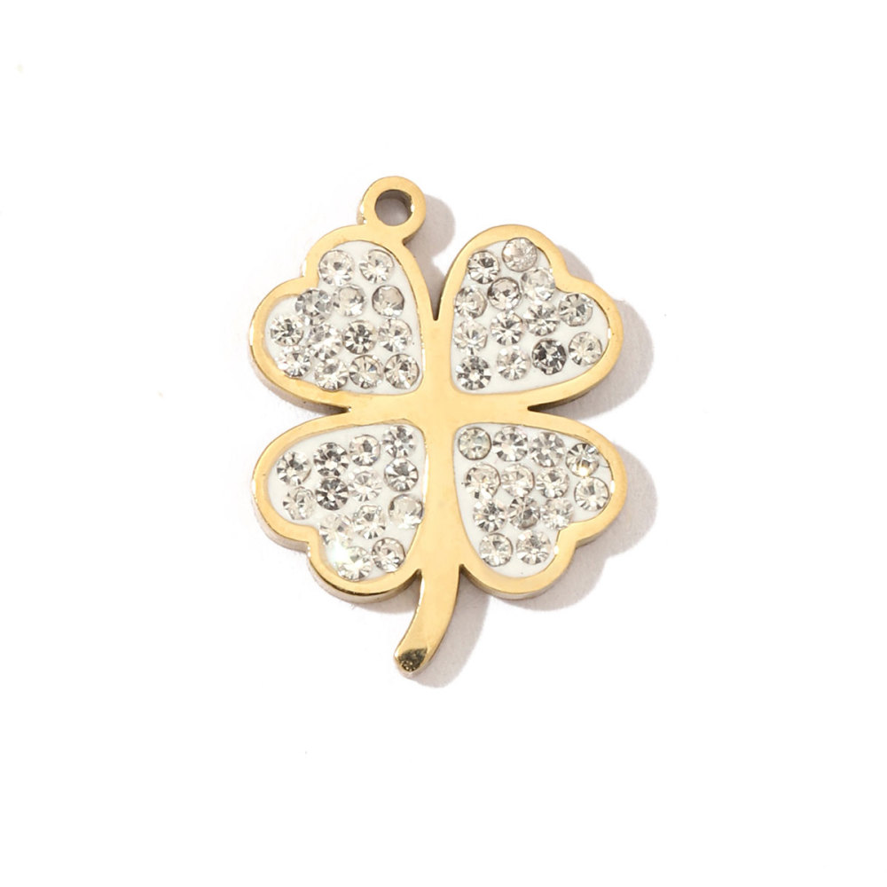 6pcs/pack 18k Real Gold Vacuum Plated Lock Flower Star Stainless Steel DIY Charm Women Jewelry Clover Heart Necklace Pendants
