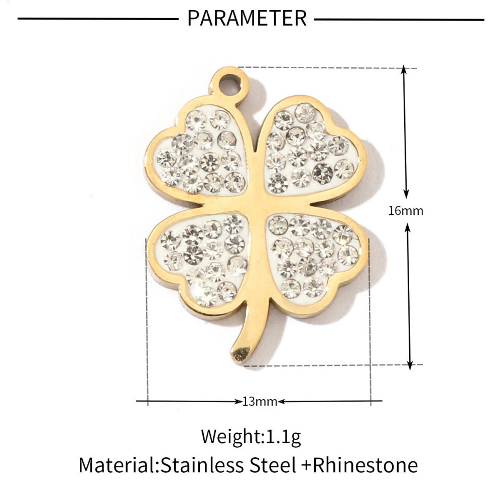 6pcs/pack 18k Real Gold Vacuum Plated Lock Flower Star Stainless Steel DIY Charm Women Jewelry Clover Heart Necklace Pendants