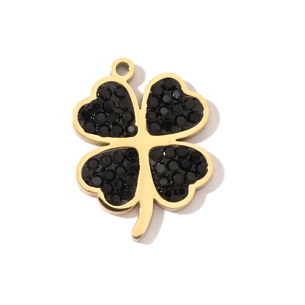 6pcs/pack 18k Real Gold Vacuum Plated Lock Flower Star Stainless Steel DIY Charm Women Jewelry Clover Heart Necklace Pendants